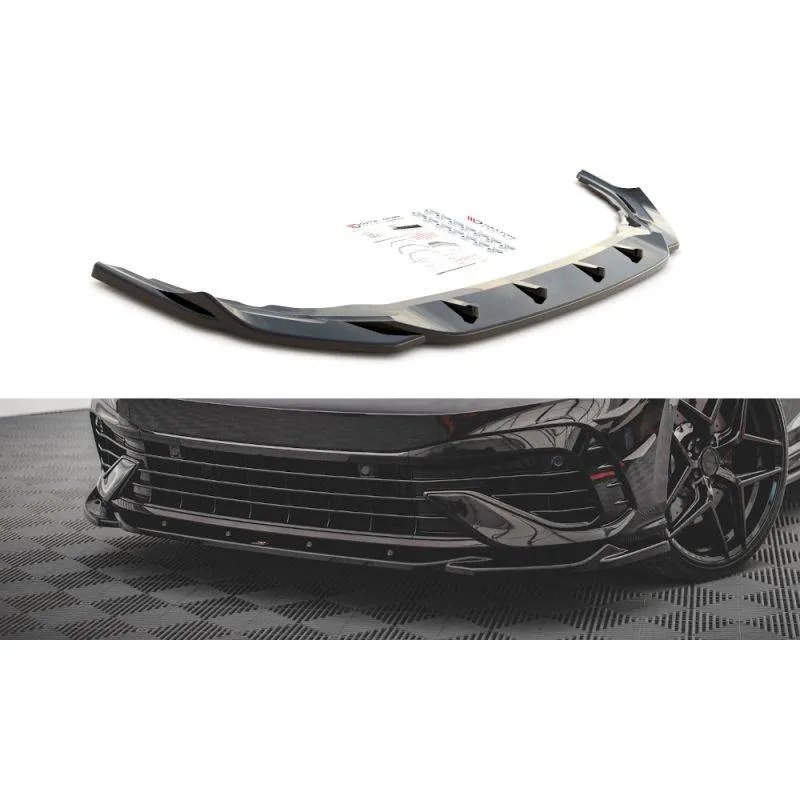 Maxton - Lame Du Pare-Chocs Avant V.4 Volkswagen Golf R Hatchback / Variant Mk8 Noir Brillant
