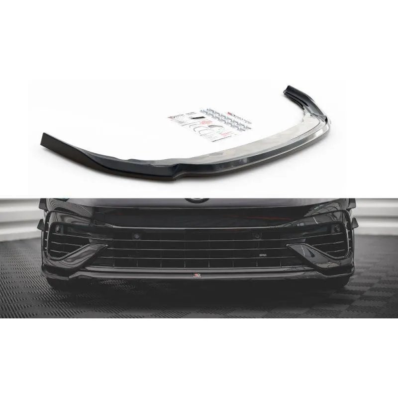 Maxton - Lame Du Pare-Chocs Avant V.6 Volkswagen Golf R Hatchback / Variant Mk8 Noir Brillant