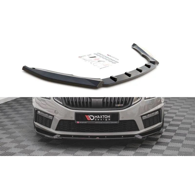Maxton - Lame Du Pare-Chocs Avant V.2 Skoda Octavia RS Mk3 Facelift Noir Brillant