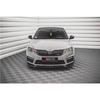 Maxton - Lame Du Pare-Chocs Avant V.2 Skoda Octavia RS Mk3 Facelift Noir Brillant