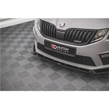 Maxton - Lame Du Pare-Chocs Avant V.2 Skoda Octavia RS Mk3 Facelift Noir Brillant