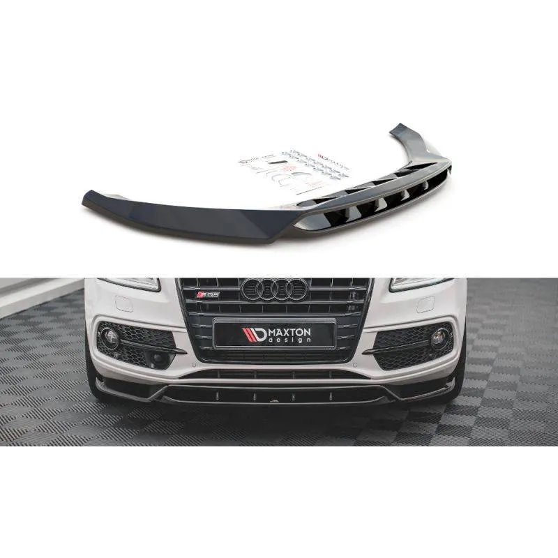 Maxton - Lame Du Pare-Chocs Avant Audi SQ5 / Q5 S-Line Mk1 (8R) Noir Brillant
