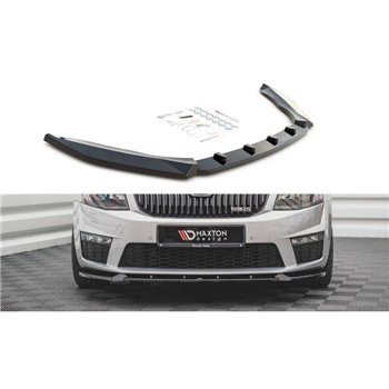 Maxton - Lame Du Pare-Chocs Avant V.3 Skoda Octavia RS Mk3 Noir Brillant