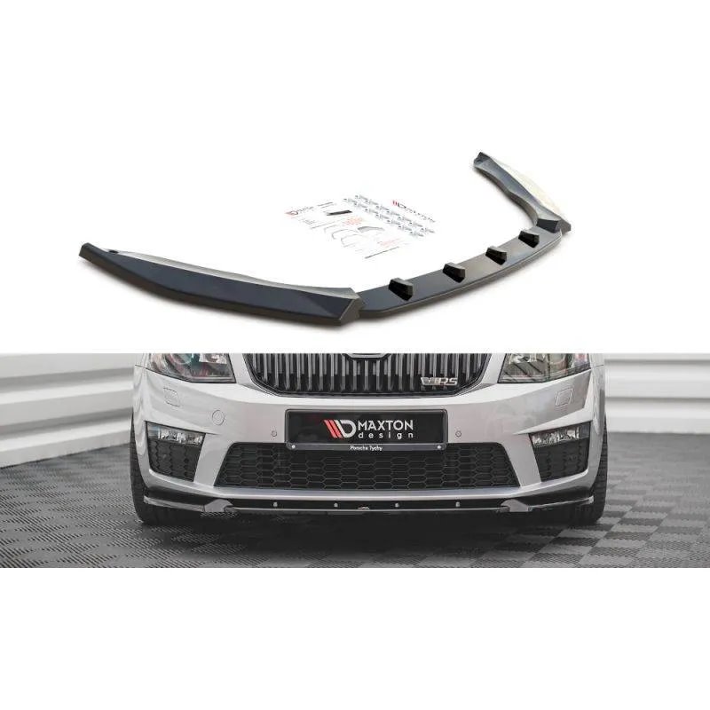 Maxton - Lame Du Pare-Chocs Avant V.3 Skoda Octavia RS Mk3 Noir Brillant