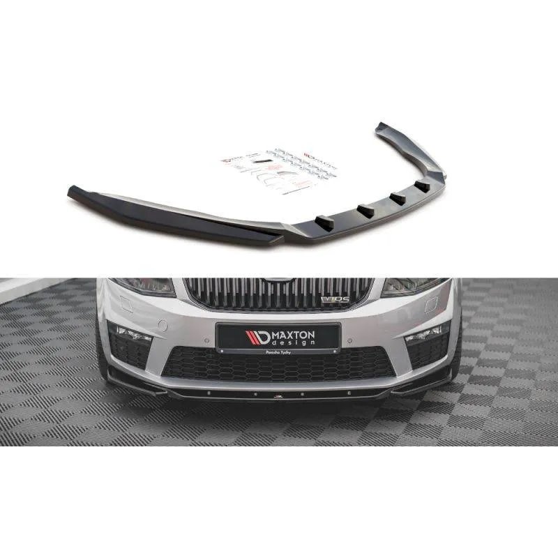 Maxton - Lame Du Pare-Chocs Avant V.4 Skoda Octavia RS Mk3 Noir Brillant
