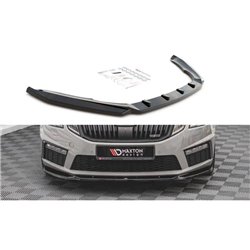Maxton - Lame Du Pare-Chocs Avant V.3 Skoda Octavia RS Mk3 Facelift Noir Brillant