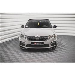 Maxton - Lame Du Pare-Chocs Avant V.3 Skoda Octavia RS Mk3 Facelift Noir Brillant