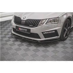 Maxton - Lame Du Pare-Chocs Avant V.3 Skoda Octavia RS Mk3 Facelift Noir Brillant