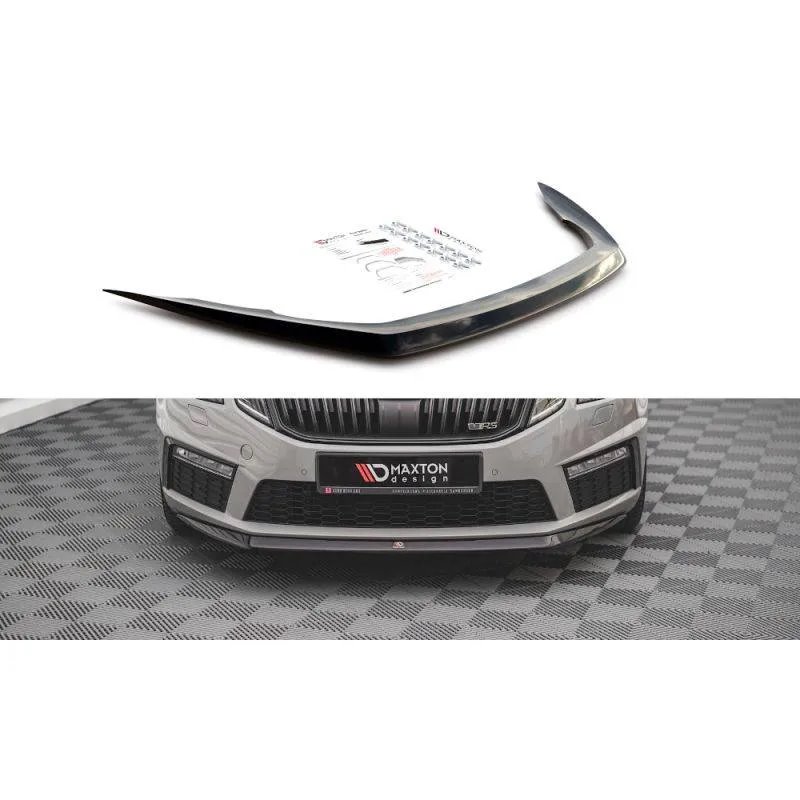 Maxton - Lame Du Pare-Chocs Avant V.1 Skoda Octavia RS Mk3 Facelift Noir Brillant