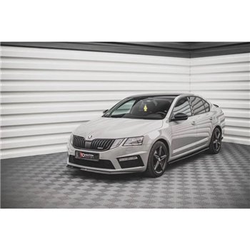 Maxton - Lame Du Pare-Chocs Avant V.1 Skoda Octavia RS Mk3 Facelift Noir Brillant