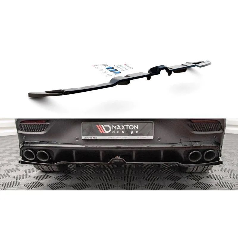 Maxton - Arriere Splitter (avec une barre verticale) Mercedes-AMG GLE 53 Coupe C167 / C167 Facelift Noir Brillant