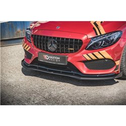 Maxton - Street Pro Lame Du Pare-Chocs Avant Mercedes-AMG C43 / AMG-Line Coupe C205 Noir + Rabats Brillant 