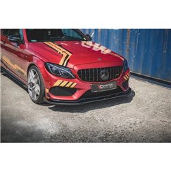 Maxton - Street Pro Lame Du Pare-Chocs Avant Mercedes-AMG C43 / AMG-Line Coupe C205 Noir-Rouge + Rabats Brillant
