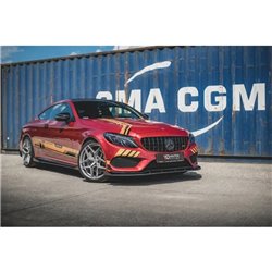Maxton - Street Pro Lame Du Pare-Chocs Avant Mercedes-AMG C43 / AMG-Line Coupe C205 Noir-Rouge + Rabats Brillant