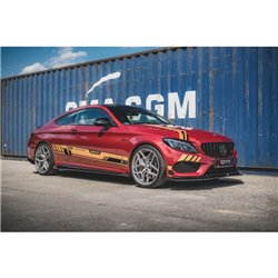 Maxton - Street Pro Rajouts Des Bas De Caisse Mercedes-AMG C43 / AMG-Line Coupe C205 Noir + Rabats Brillant 