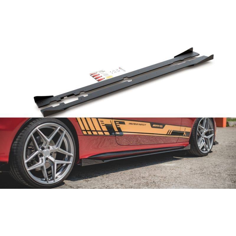 Maxton - Street Pro Rajouts Des Bas De Caisse Mercedes-AMG C43 / AMG-Line Coupe C205 Noir-Rouge + Rabats Brillant