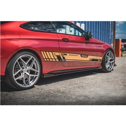 Maxton - Street Pro Rajouts Des Bas De Caisse Mercedes-AMG C43 / AMG-Line Coupe C205 Noir-Rouge + Rabats Brillant