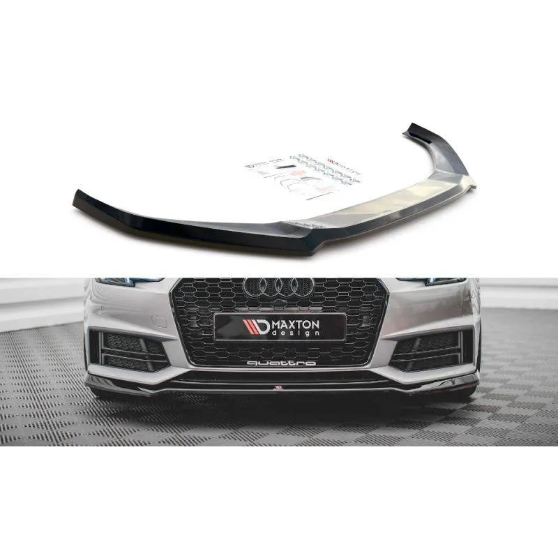 Maxton - Lame Du Pare-Chocs Avant V.4 Audi S4 / A4 S-Line B9 Noir Brillant