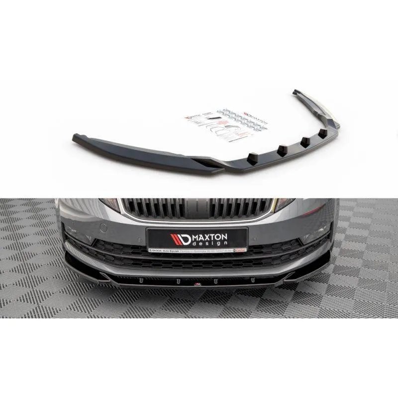 Maxton - Lame Du Pare-Chocs Avant V.2 Skoda Octavia Mk3 Facelift Noir Brillant