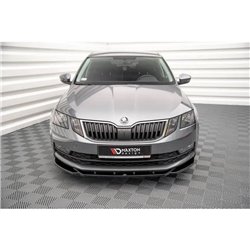 Maxton - Lame Du Pare-Chocs Avant V.2 Skoda Octavia Mk3 Facelift Noir Brillant