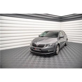 Maxton - Lame Du Pare-Chocs Avant V.1 Skoda Octavia Mk3 Facelift Noir Brillant