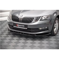 Maxton - Lame Du Pare-Chocs Avant V.1 Skoda Octavia Mk3 Facelift Noir Brillant