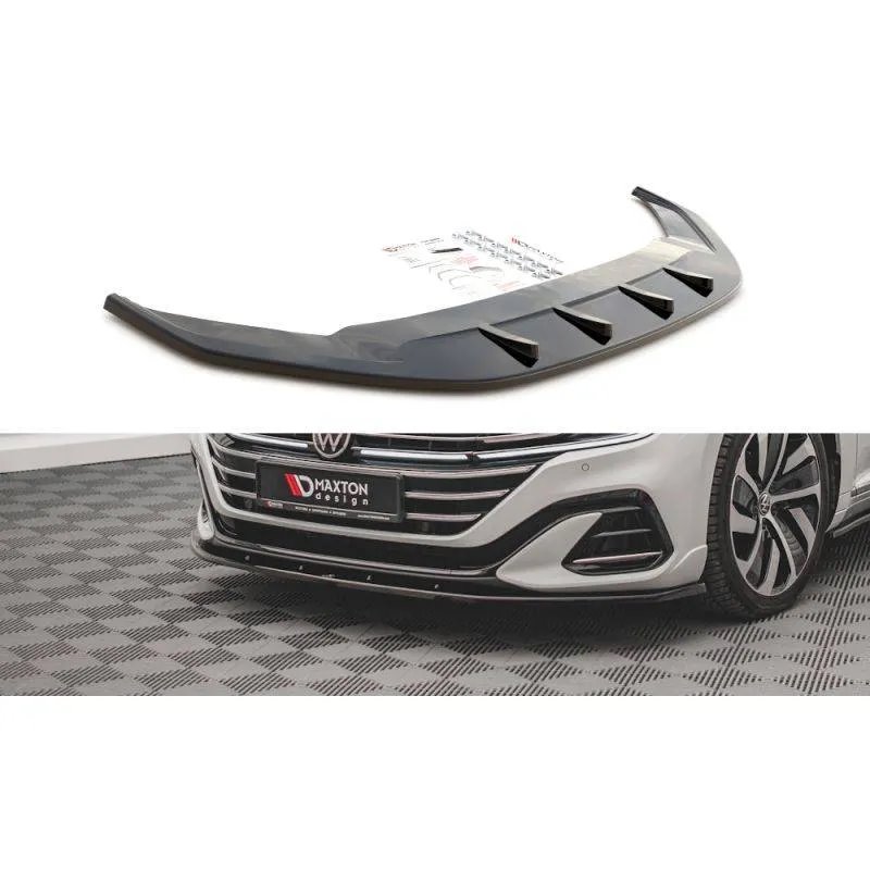 Maxton - Lame Du Pare-Chocs Avant V.2 Volkswagen Arteon R-Line Sedan / Shooting Brake Mk1 Facelift Noir Brillant