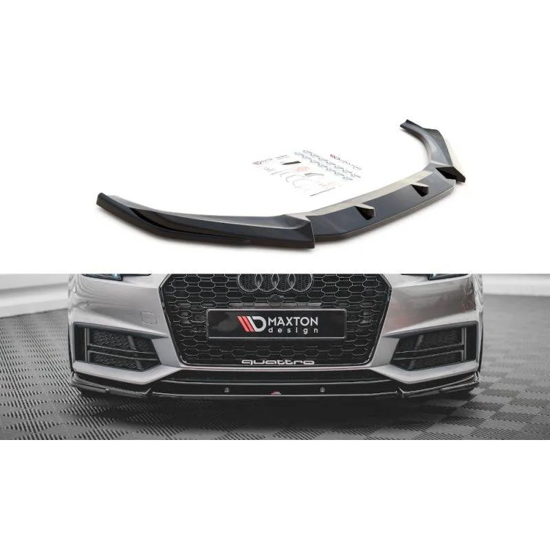 Maxton - Lame Du Pare-Chocs Avant V.3 Audi S4 / A4 S-Line B9 Noir Brillant