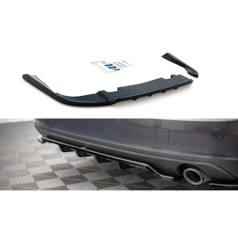 Maxton - Arriere Splitter (avec une barre verticale) V.1 Volvo V90 Mk2 Noir Brillant