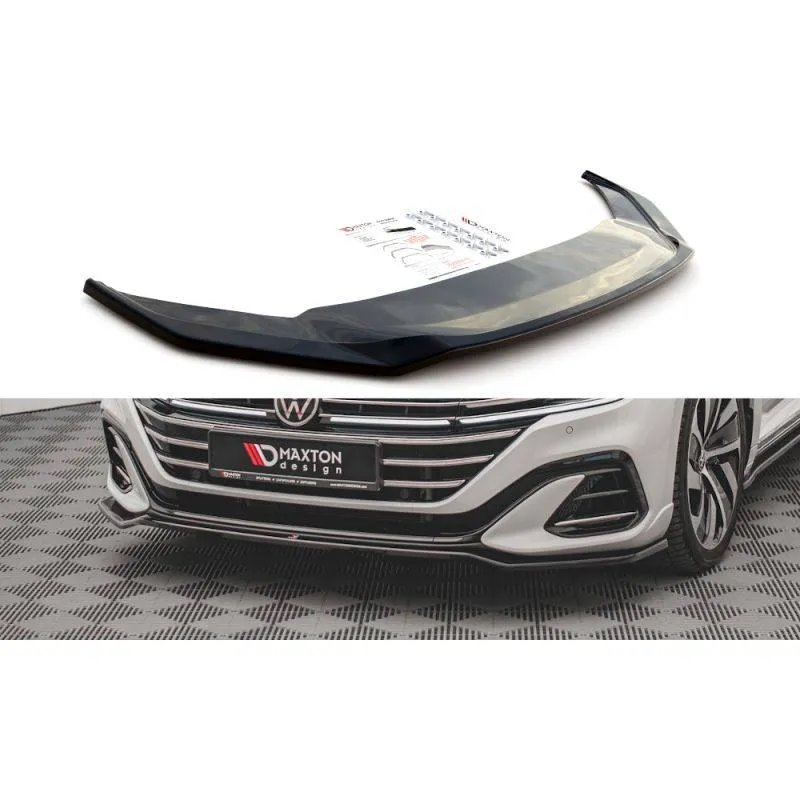 Maxton - Lame Du Pare-Chocs Avant V.3 Volkswagen Arteon R-Line Sedan / Shooting Brake Mk1 Facelift Noir Brillant