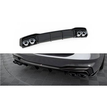 Maxton - Rajout Du Pare-Chocs Arriere + Faux Pot D'échappement Audi A7 S-Line C8 / S7 C8 / C8 Facelift / S7 Facelift Noir Brilla
