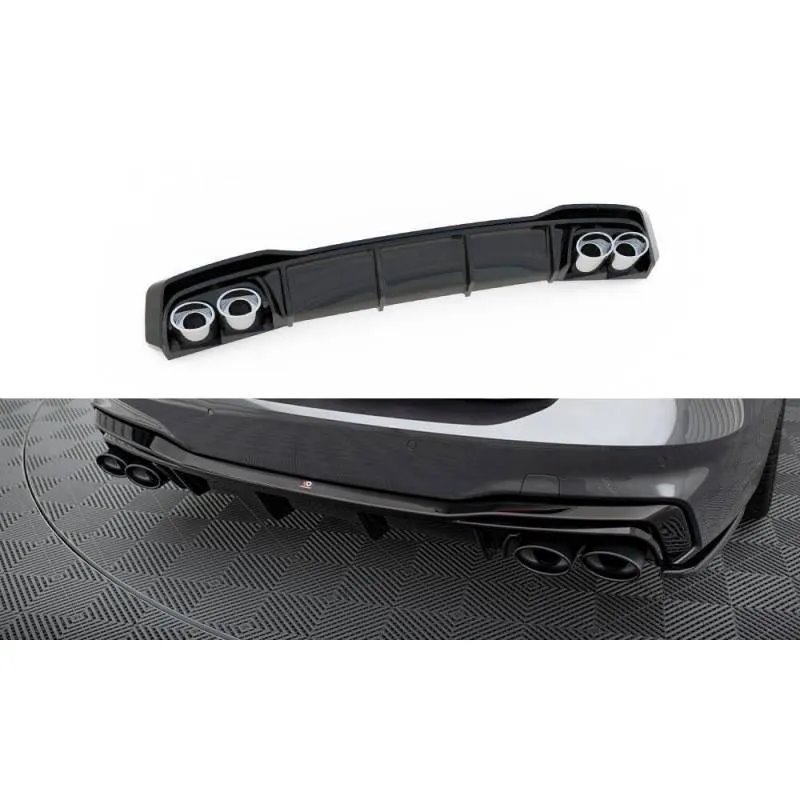 Maxton - Rajout Du Pare-Chocs Arriere + Faux Pot D'échappement Audi A7 S-Line C8 / S7 C8 / C8 Facelift / S7 Facelift Noir Brilla
