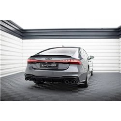 Maxton - Rajout Du Pare-Chocs Arriere + Faux Pot D'échappement Audi A7 S-Line C8 / S7 C8 / C8 Facelift / S7 Facelift Noir Brilla