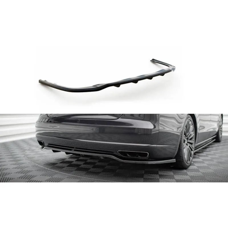 Maxton - Arriere Splitter (avec une barre verticale) Audi A8 D4 Facelift Noir Brillant
