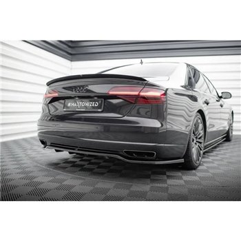 Maxton - Arriere Lame (avec une barre verticale) Audi A8 D4 Facelift Noir Brillant