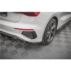Maxton - Lames De Pare-Chocs Arrière Latérales V.2 Audi S3 / A3 S-Line Sportback 8Y Noir Brillant