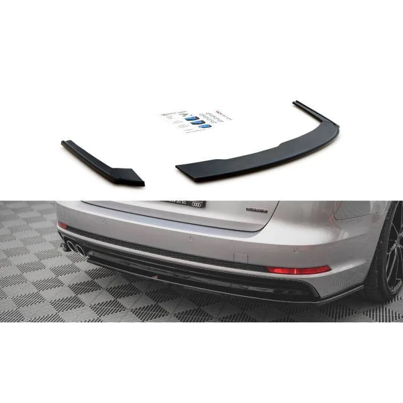 Maxton - Lames De Pare-Chocs Arrière Latérales V.2 Audi A4 S-Line B9 Noir Brillant