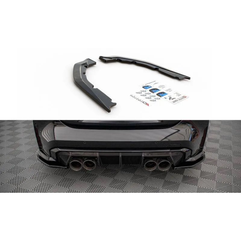 Maxton - Lames De Pare-Chocs Arrière Latérales V.1 BMW M4 G82 / G82 Facelift Noir Brillant