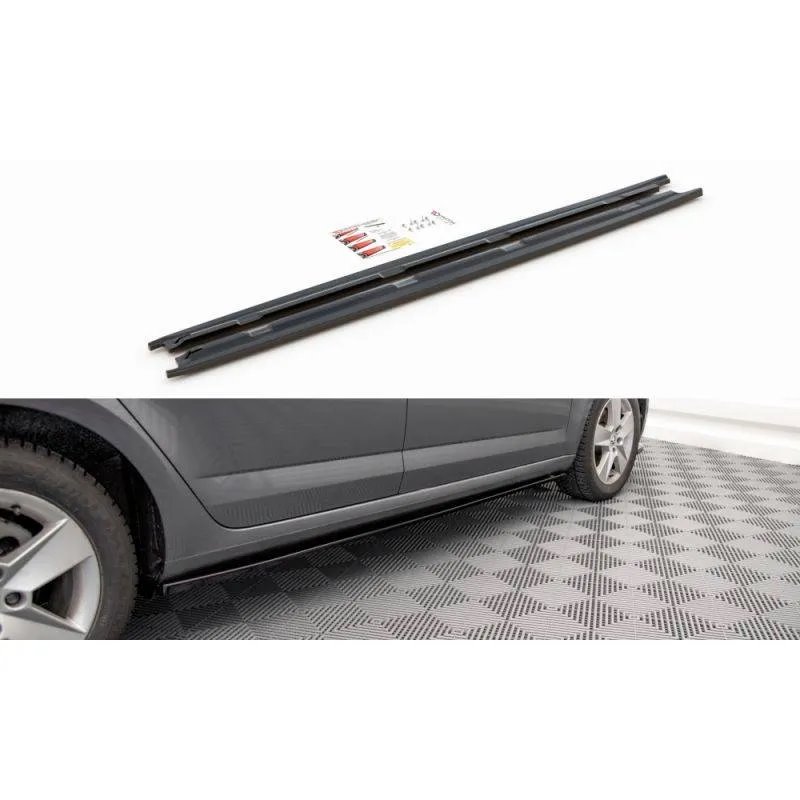 Maxton - Rajouts Des Bas De Caisse Skoda Octavia Mk3 Facelift Noir Brillant