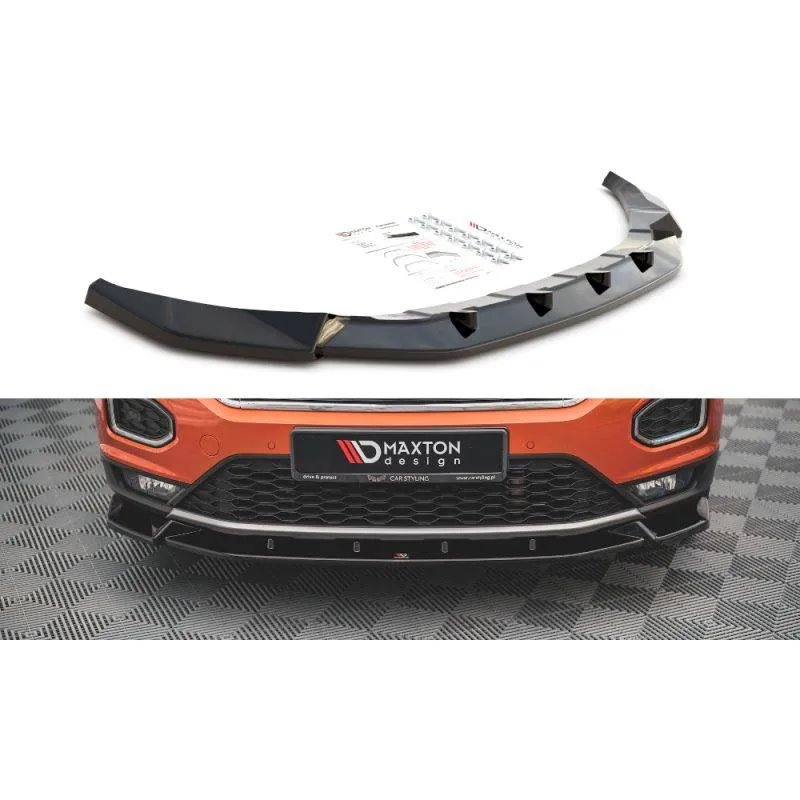 Maxton - Lame Du Pare-Chocs Avant V.2 Volkswagen T-Roc Mk1 Noir Brillant