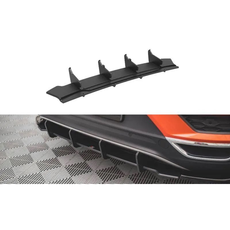 Maxton - Street Pro Central Diffuseur Arriere Volkswagen T-Roc Mk1 Noir-Rouge