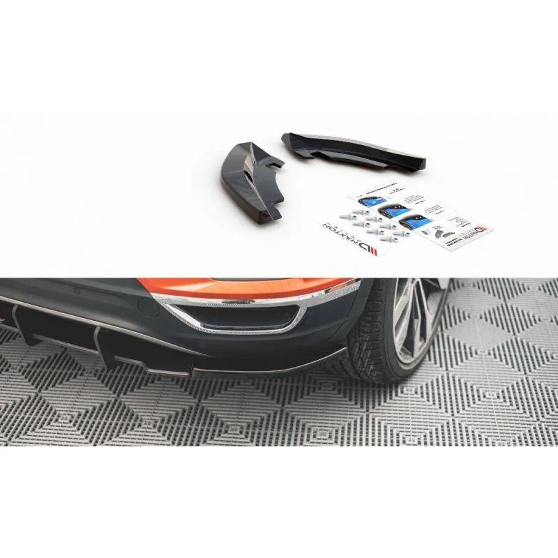 Maxton - Lames De Pare-Chocs Arrière Latérales Volkswagen T-Roc Mk1 Noir Brillant