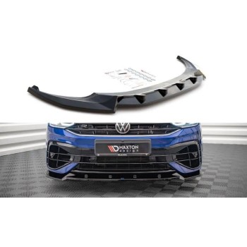 Maxton - Lame Du Pare-Chocs Avant V.2 Volkswagen Tiguan R / R-Line Mk2 Facelift Noir Brillant