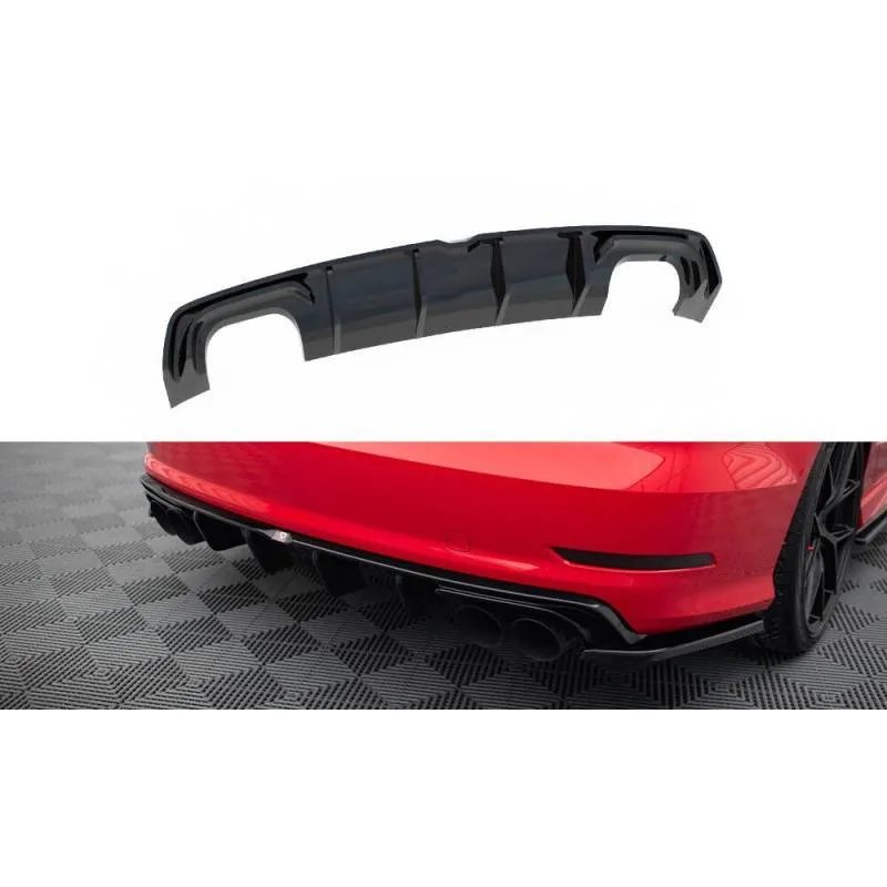Maxton - Diffuseur Arrière Complet Audi S3 Sedan 8V Noir Brillant