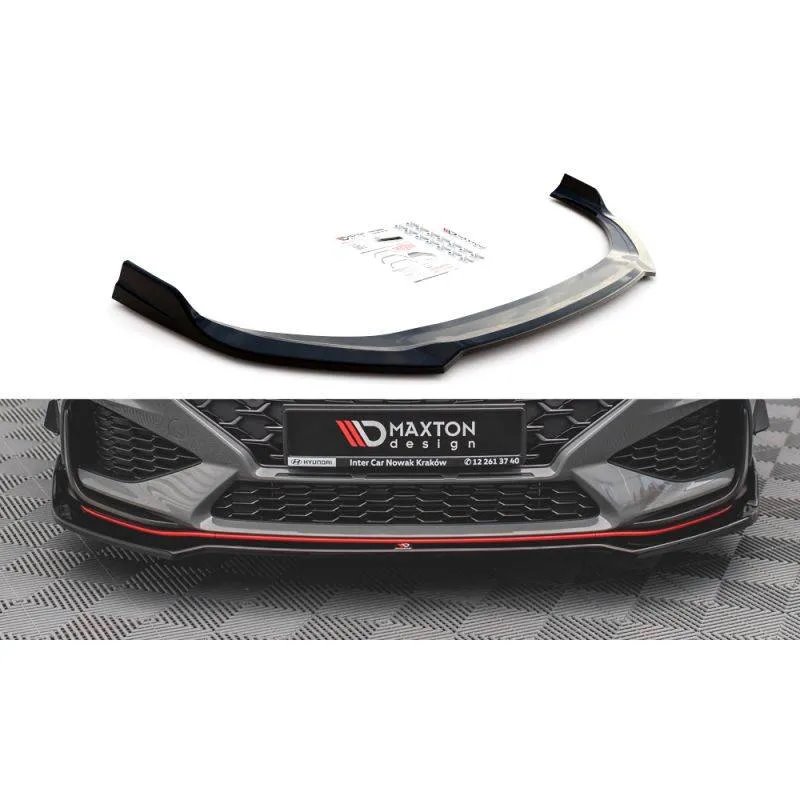 Maxton - Lame Du Pare-Chocs Avant V.3 Hyundai I30 N / I30 N-Line Hatchback/Fastback Mk3 Facelift Noir Brillant