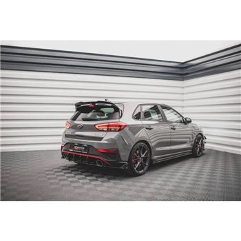 Maxton - Lames De Pare-Chocs Arrière Latérales V.1 + Ailerons Hyundai I30 N Hatchback Mk3 Facelift Noir Brillant