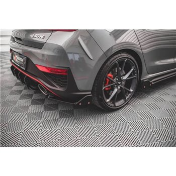Maxton - Lames De Pare-Chocs Arrière Latérales V.1 + Ailerons Hyundai I30 N Hatchback Mk3 Facelift Noir Brillant