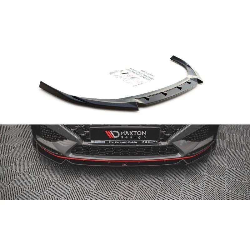 Maxton - Lame Du Pare-Chocs Avant V.2 Hyundai I30 N / I30 N-Line Hatchback/Fastback Mk3 Facelift Noir Brillant