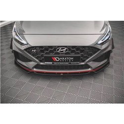 Maxton - Lame Du Pare-Chocs Avant V.1 + Ailerons Hyundai I30 N / I30 N-Line Hatchback/Fastback Mk3 Facelift Noir Brillant