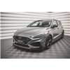 Maxton - Lame Du Pare-Chocs Avant V.1 + Ailerons Hyundai I30 N / I30 N-Line Hatchback/Fastback Mk3 Facelift Noir Brillant